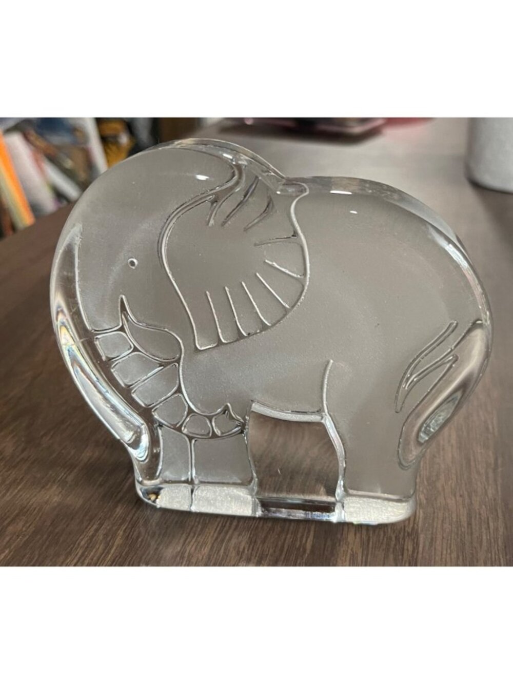 Frosted Glass Elephant Figurine Paperweight MCM